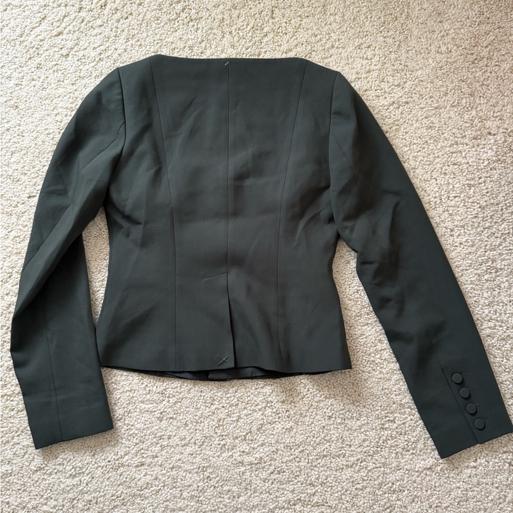 New PAIGE Rhea Sweetheart Top bustier long sleeves blouse jacket olive 4 small - Picture 3 of 8